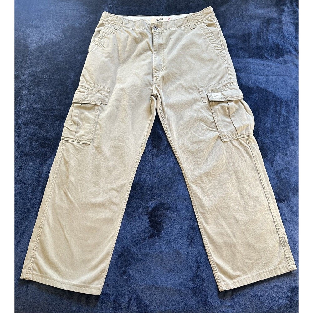Vintage Levi's Cargo Loose Straight Pants Men's 38x32 Beige Workwear Utility Y2K